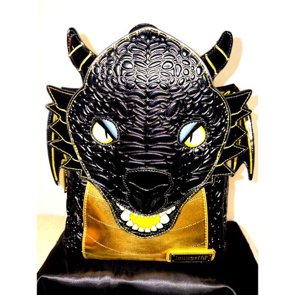 Loungefly Fourth Wing Black Gold Dragon Backpack + Marc Jacobs Bracelet - Picture 1 of 14